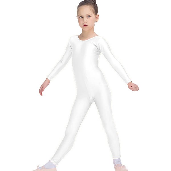Klassische Kinder Ballett Tanz Ganzanzug Kostüme Spandex Gymnastik Ganzkörper Einteiliger Overall Mädchen Schwarz Langarm U-Ausschnitt