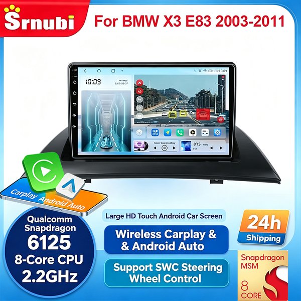 Für BMW X3 E83 2003-2011 9 Zoll Android Autoradio GPS-Navigation Multimedia-Stereoanlage, 5G WiFi FM Kabelloses Carplay Android Auto Bluetooth DSP 4G LTE Touchscreen HD-Haupteinheit