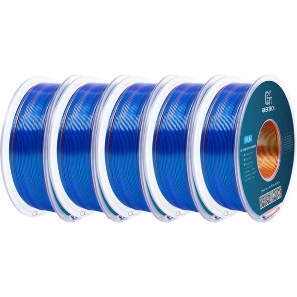 Geeetech 5Kg Dreifarbiges Seiden-PLA-Filament, 3D-Filament 1,75 mm Spule (+/-0,03mm) Vakuumverpackung, Spezialfarbe