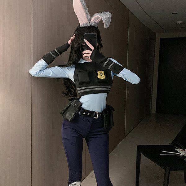 Grande taille Anime Judy Costume fou Animal lapin Police Cosplay femmes Anime Performance Costume femme ensemble femmes pantalon Cosplay