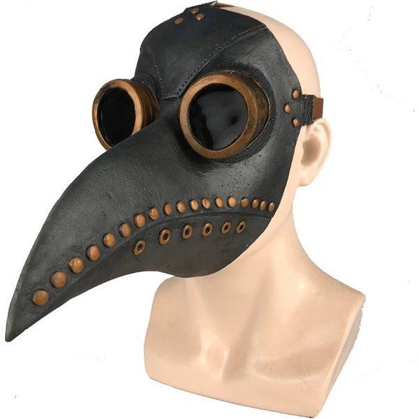 Masque de médecin de la peste en caoutchouc noir, Costume d'halloween, masque en Latex à gaz Steampunk effrayant pour enfants et adultes, accessoires de Cosplay