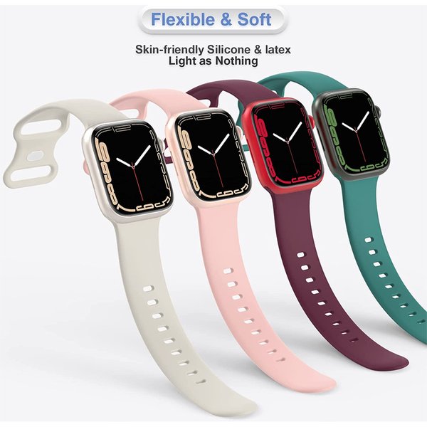 Silicone Strap for Apple Watch Ultra 49mm 44mm 40mm 45mm 41mm 42mm 38mm Bracelet for Iwatch Correa Series 8 7 SE 3 4 5 6 2 Band