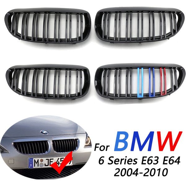 Hochwertiger ABS-schwarzer Racing-Grill, Fronthaube, Nierengitter, Ersatz für BMW 6er E63 E64 2DR 2004–2010, Auto-Styling