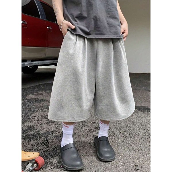 Herren Loose-Fit Street-Style 7/8 Länge Shorts Sommer Casual Sport Elastischer Bund Plissierter Saum Stark Drapiertes Aussehen