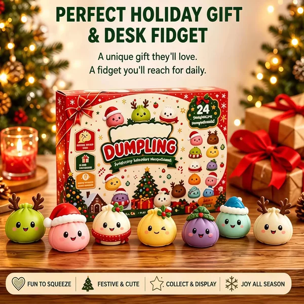 Calendrier de l'avent de Noël avec squishies, compte à rebours de 24 jours, squishy en forme de ravioli, à rehaussement lent, à presser, décoration d'intérieur, cadeau