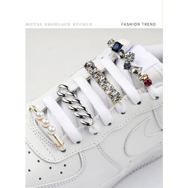 Sneaker-Schnürsenkel-Dekoration, Metall-Schnürsenkel-Schnalle, Perlen-Schuh-Charm-Accessoires, glänzende Strasssteine, dekorative Schnürsenkel für Damenschuhe
