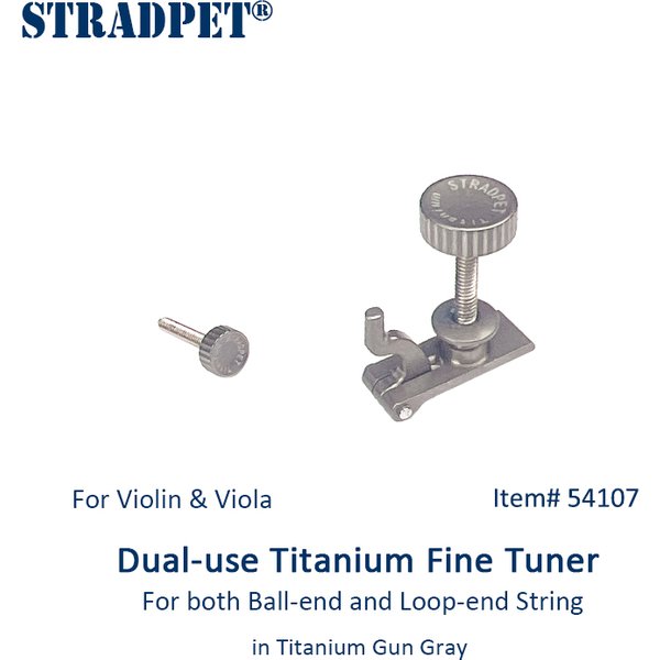 Nouvelle brevetée, STRADPET - Accordeur fin en titane double usage pour cordes à boucle et à bille, pour violon et viola