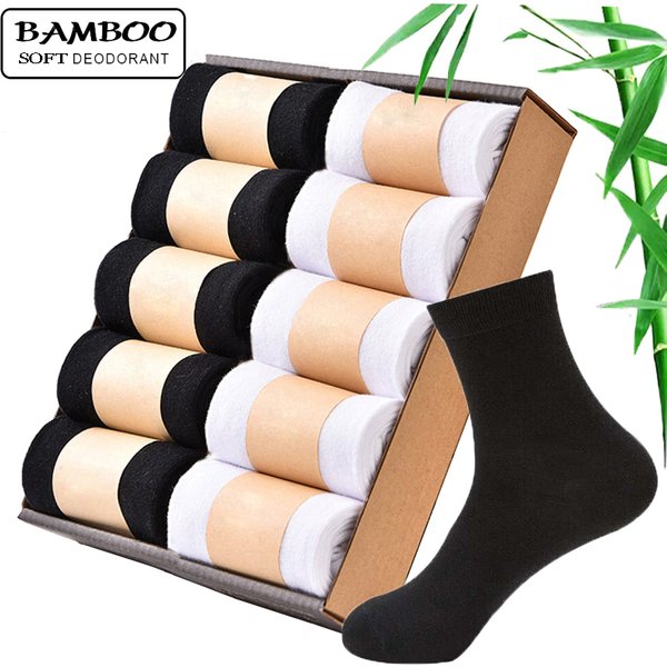 10 paires/lot chaussettes pour hommes bambou printemps et automne décontracté affaires chaussettes noires robe pour hommes chaussette en Fiber de bambou pour cadeaux Size38-44