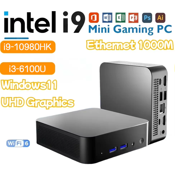 NEW MINI PC Computer Intel Core I9 10980HK 16GB DDR4 + 1/2TB M.2 SSD Windows11 Mini Gaming PC Desktop Computer Support 4K HD