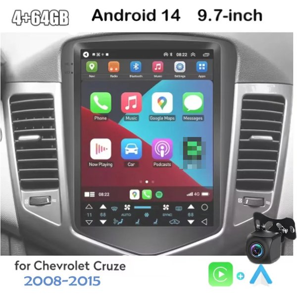 Geeignet für Cruze 2008-2015 Chevrolet Cruze Android 14 Auto-Navigation 9,7-Zoll Vertikal Eingebautes Carplay+ Android Auto/4+64G