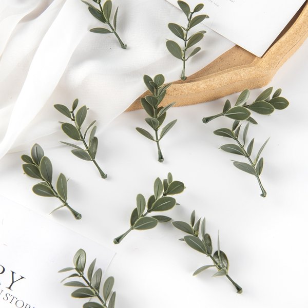 50 pièces plantes artificielles feuilles fête de mariage décor à la maison accessoires bricolage gâteau boîte à bonbons guirlande noël fleurs décoratives couronne