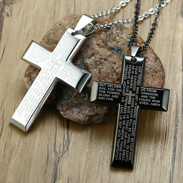 Vnox – colliers grande croix pour hommes et femmes, pendentif gothique en acier inoxydable, Religion du Christ, jésus, Crucifix, prière, dieu, foi, déclaration