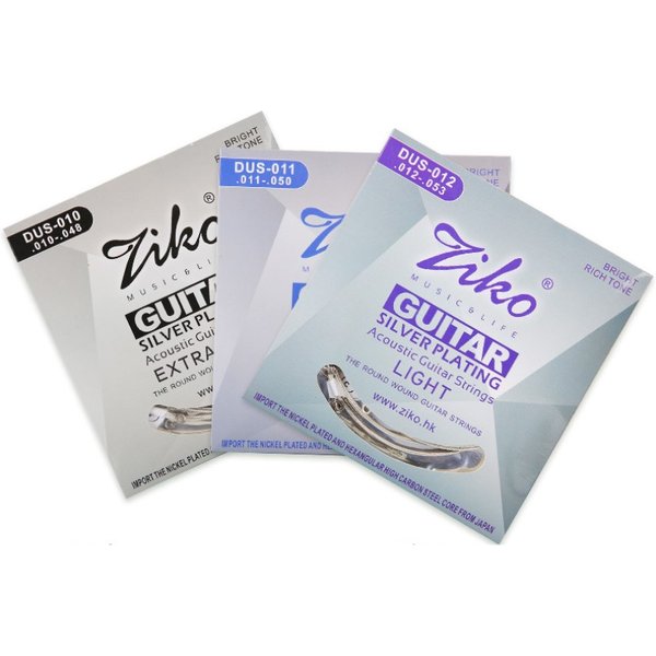 ZIKO Folk Guitar Strings for Acoustic DUS Series Sets 010-048 011-052 012-053 Steel Core Silver Plating Wound Guitar Accessories