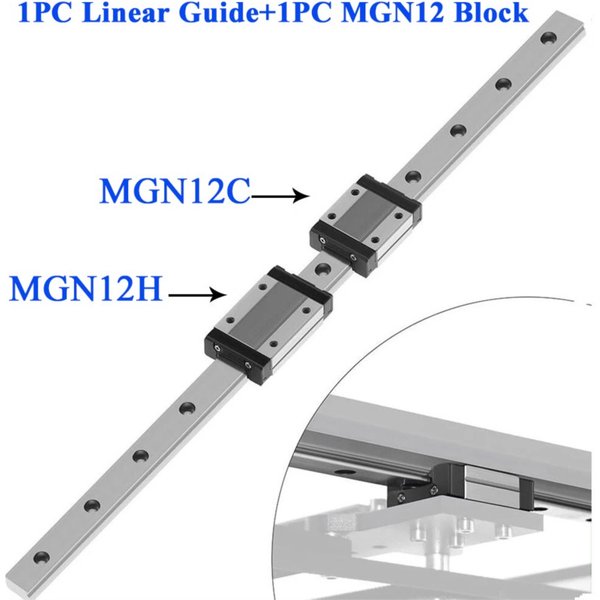 Roulement de guidage linéaire 12mm, rail linéaire l'inventaire + MGN12H ou MGN12C nuits imprimante 3D MGN12 100 150 200 250 300 350 400 450 500 550