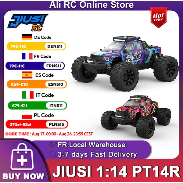 JIUSI 1/14 PT14R 80km/h RC Auto 2.4G 4WD 35A 3600KV Bürstenloser Motor Hochgeschwindigkeits-Metall-Truck Offroad-Fahrzeug Kletter-Rennwagen Sturzsicheres RC-Modellspielzeug für Erwachsene und Kinder,