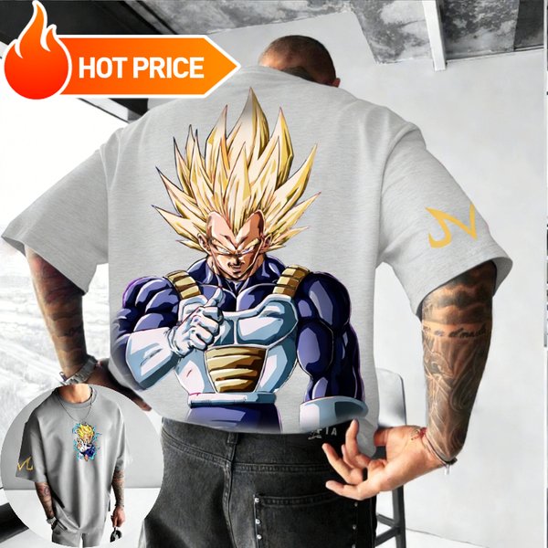 Vintage Dragon Ball Oversized T-Shirt 2026 Sommer Baumwolle Vegeta Super Saiyan Grafik-Print Fitness für Erwachsene & Kinder