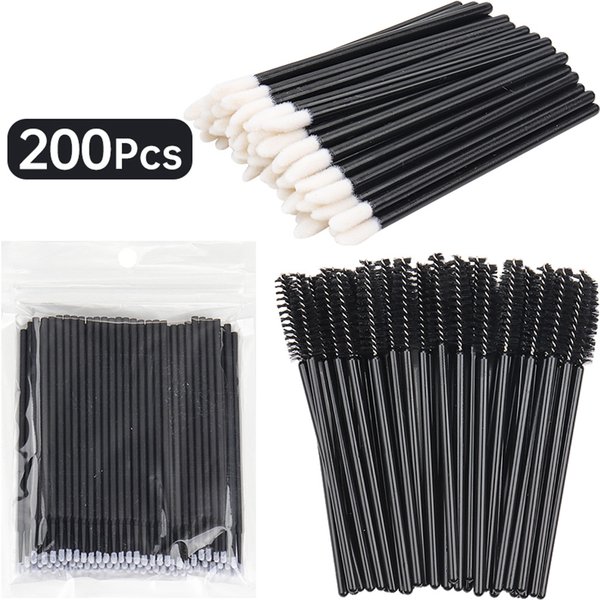 200 pièces Extension de cils spécial brosse d'élimination des cils Micro brosse brosse à cils Lipline brosse en coton pour outil d'extension de cils