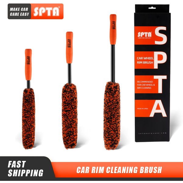 SPTA – brosse de nettoyage de moyeu de roue de voiture, brosse de nettoyage Flexible à Long manche, Kit de brosses en laine Premium, ensemble d'outils de lavage
