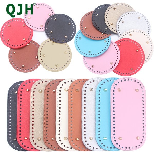 QJH 1 pièces en cuir PU ovale/rond Long tricot Crochet sacs bas pour fil épais bricolage tissage fournitures décor à la maison fabrication de sacs à main