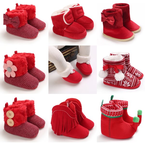 Wars LEN Shr-Bottes rouges chaudes d'hiver pour bébé, chaussures à enfiler pour filles, tout-petits de 0 à 18 mois
