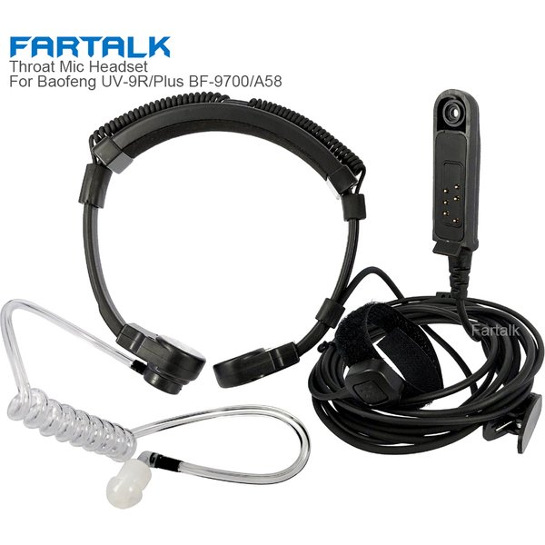 Radio Baofeng UV-9R Plus Talkie-Walperforated Air Tube Throat Vibration Casque sauna téléphone pour UV-XR A-58 GT-3WP Walperforé Talkie écouteur