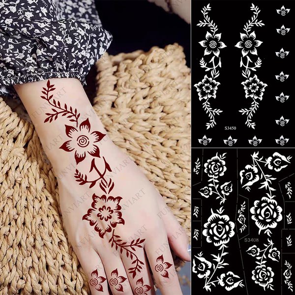 Wieder verwendbare temporäre Henna Tattoo Schablone Arm Ärmel Mehndi Schablonen Designs Malerei Vorlage DIY Tattoo liefert