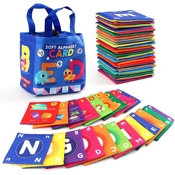 26 pièces/ensemble livre en tissu pour bébé cartes flash souples avec sac de rangement en tissu Alphabet graphique jouets de Cognition numérique cartes éducatives pour bébé