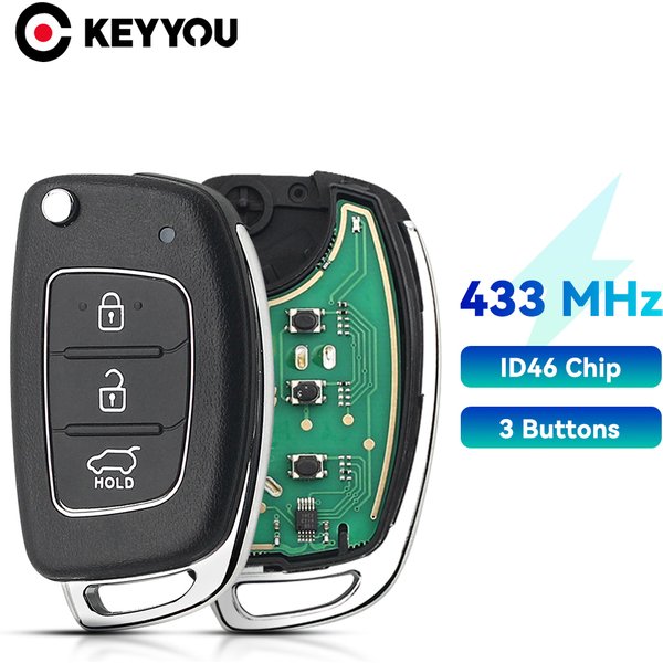 KEYYOU 1PCS 433MHz 3 Buttons Remote Car Key For Hyundai New IX35 IX25 IX45 Santa Fe Sonata ID46 Chip TOY40 Blade