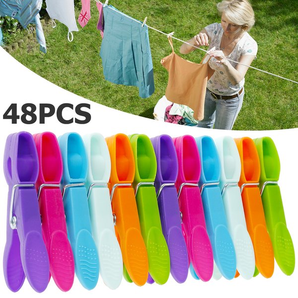 48 Stück Wäscheklammern für Wäscheleine, starker Griff, Wäscheklammern, Wäscheklammern aus weichem Kunststoff, Wäscheklammern für Zuhause, winddicht