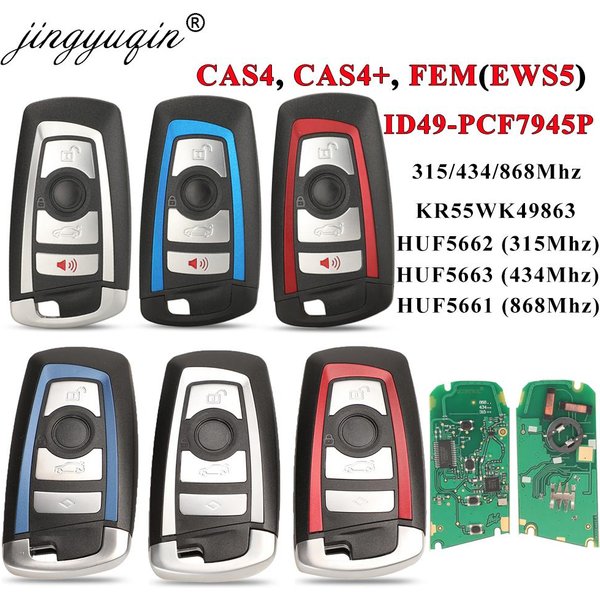 Jingyuqin 315/433/868Mhz Smart Remote Key KeylessGo For BMW 3 5 7 Series 2009-2016 CAS4 F System Fob KR55WK49863 Pcf7945