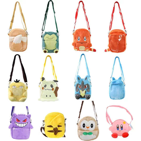 Gengar Mimikyu Snorlax Rowlet Lucario Charmander Plüsch Rucksack Pokemon Anime Schulter Tasche Puppe Spielzeug