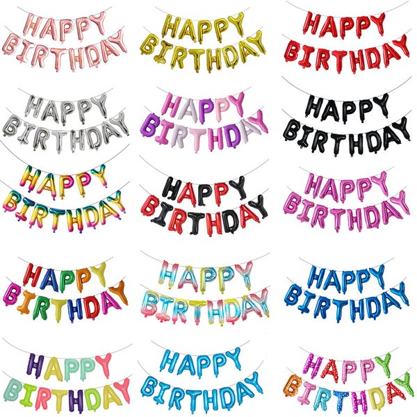 13pcs 16Inch Happy Birthday Party Decoration Balloons Rose Gold Letter Foil Ballons Air Globos Balony Anniversaire Supplies