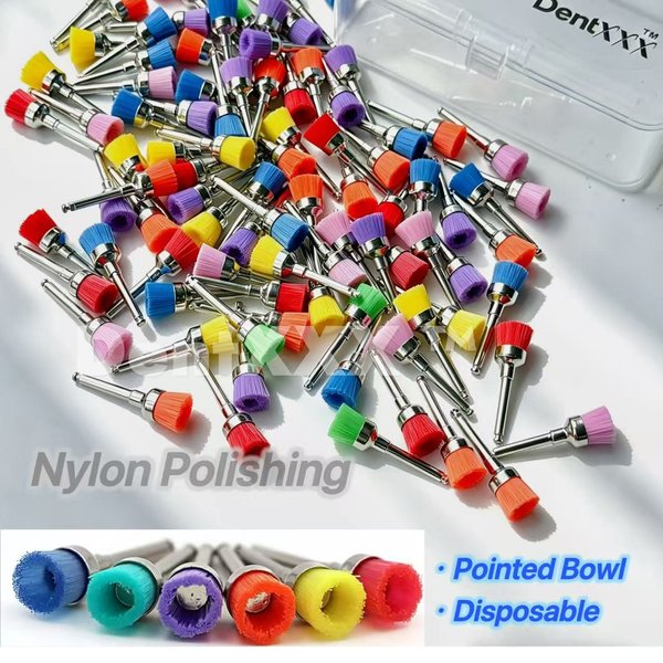 100 têtes de polissage en nylon, s'adaptent parfaitement, jetables et hygiéniques, pour le polissage et le nettoyage.