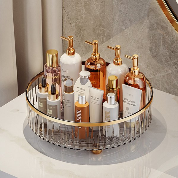Organisateur de parfum rotatif à 1/2 couches pour commode, organisateur de cosmétiques de luxe léger pour soins de la peau, plateau de rangement pour salle de bain en PET