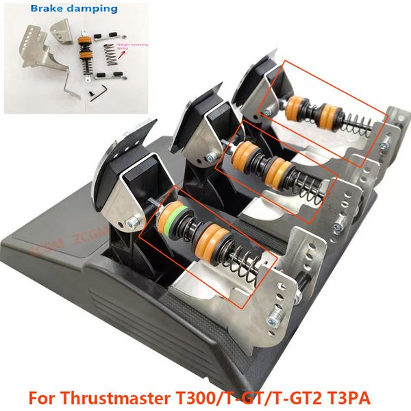 Dla Thrustmaster T300/T-GT/T-GT2 T3PA Zestaw modyfikacji pedałów symulujących wyścigi, pedały hamulca i przepustnicy z regulowanym tłumieniem MOD Kit
