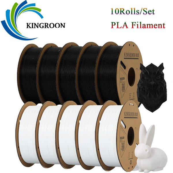 KINGROON PLA-Filament 1,75 mm 3D-Drucker-Filament 5/10 Rollen 3D-Druck-Kunststoffmaterial 100 % keine Blasen für FDM 3D-Drucker MIX