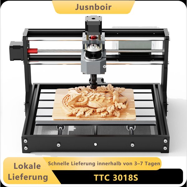 Machine de fraisage CNC 3018S, machine de gravure CNC 3 axes avec commande GRBL et interrupteur d'arrêt d'urgence, zone de travail 300 mm × 180 mm × 45 mm, pour la gravure et la découpe du bois et de