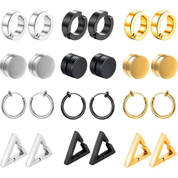 1 paire de fausses boucles d'oreilles créoles à Clip pour hommes et femmes, en acier inoxydable, indolores, sans perçage, bijoux cadeaux