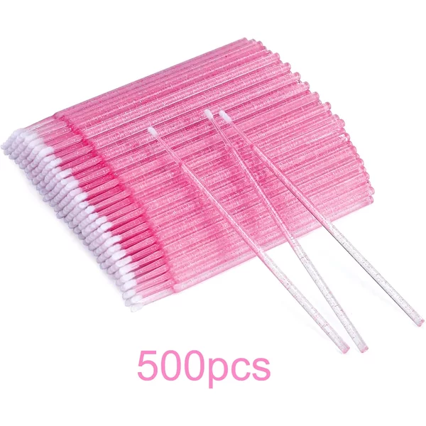 100/500 pièces, micro-bâtonnets en coton, applicateurs de mascara pour les lèvres, micro-brosses roses, applicateurs micro-cristal pour extensions de cils