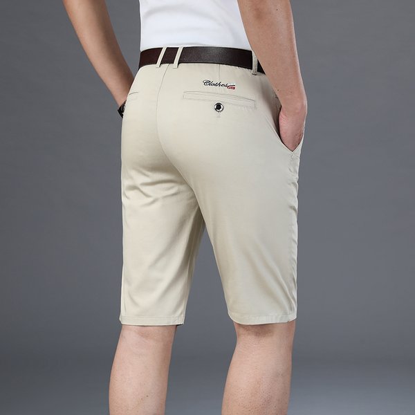 6 Color Casual Shorts Men 2025 Summer New Straight Elastic Business Fashion Thin Short Pants Male Brand Khaki Beige Black Navy