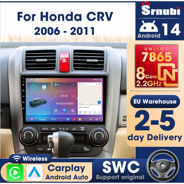 Android 14 Auto Carplay für Honda CR-V 3 RE CRV 2007 - 2011 Auto-Radio Multimedia-Player Navigation GPS Stereo 2 Din Haupteinheit