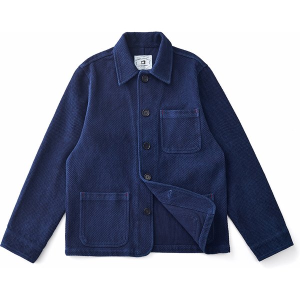 Vintage French Indigo Cargo Jacket Men Autumn Winter New Lapel Multi-pocket Blue Dyed Tooling Jacket Retro Casual Cardigan Coat