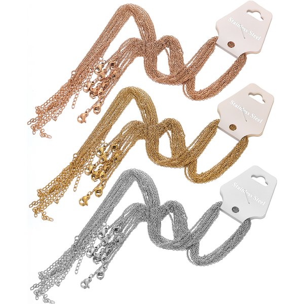 10 Stück 45 cm Roségold Farbe Edelstahl 5 cm Verlängerung Gliederketten Halsketten DIY Schmuckherstellung Mode Halsreifen Zubehör