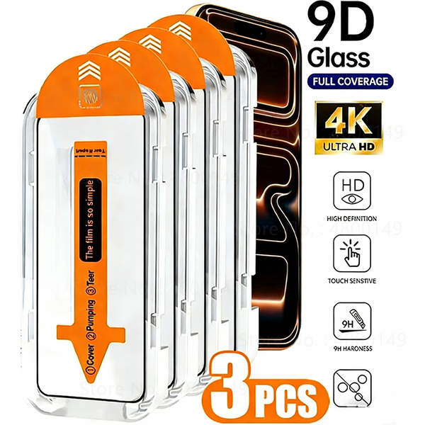 Coque de téléphone en verre trempé à installation facile pour iPhone Air 17 16 E 15 14 11 13 18 Pro Max Plus 12 Mini, avec protection d'écran