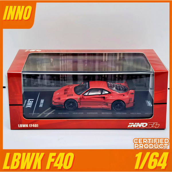 1:64, LBWK F40 couleur rouge classique, modèle de voiture réaliste en alliage moulé à l'échelle micro, article de décoration de chambre, cadeau de collection pour garçon