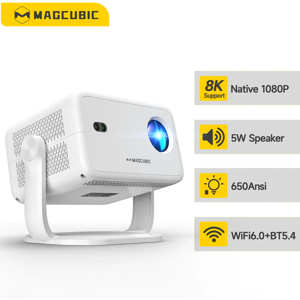 Magcubic L018 Heimkino-Projektor Native 1080P 8K-Unterstützung Android 14 WiFi6 BT5.4 Tragbarer Filmprojektor mit 360° ° Korrektur