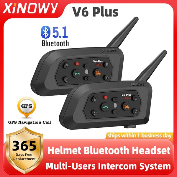 XINOWY V6 Plus Motorcycle Helmet Bluetooth Headset Intercom 1200M Interphone Communicator Waterproof 6 Riders
