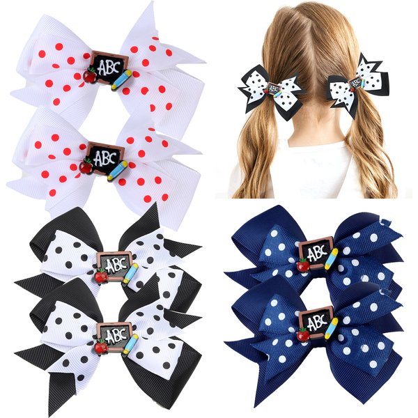 Back To School Hair Clips Pencil Apple Letter Hairpin for Girls Cute Bows Barrettes Handmade Hairgrips Children Hair Accessories