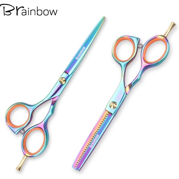 Brainbow 5,5'Multi-Color Haarschere Rechtshänder Schneiden Ausdünnung Friseurschere Pro Salon Haarstyling-Tools
