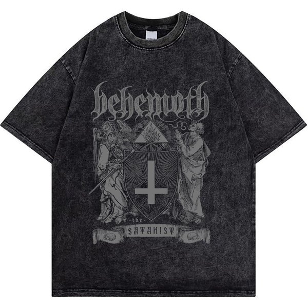 Mens Washed T Shirt Hip Hop Gothic Graphic t shirts Summer Short Sleeve Cotton Sports Shirts Unisex Streetwear